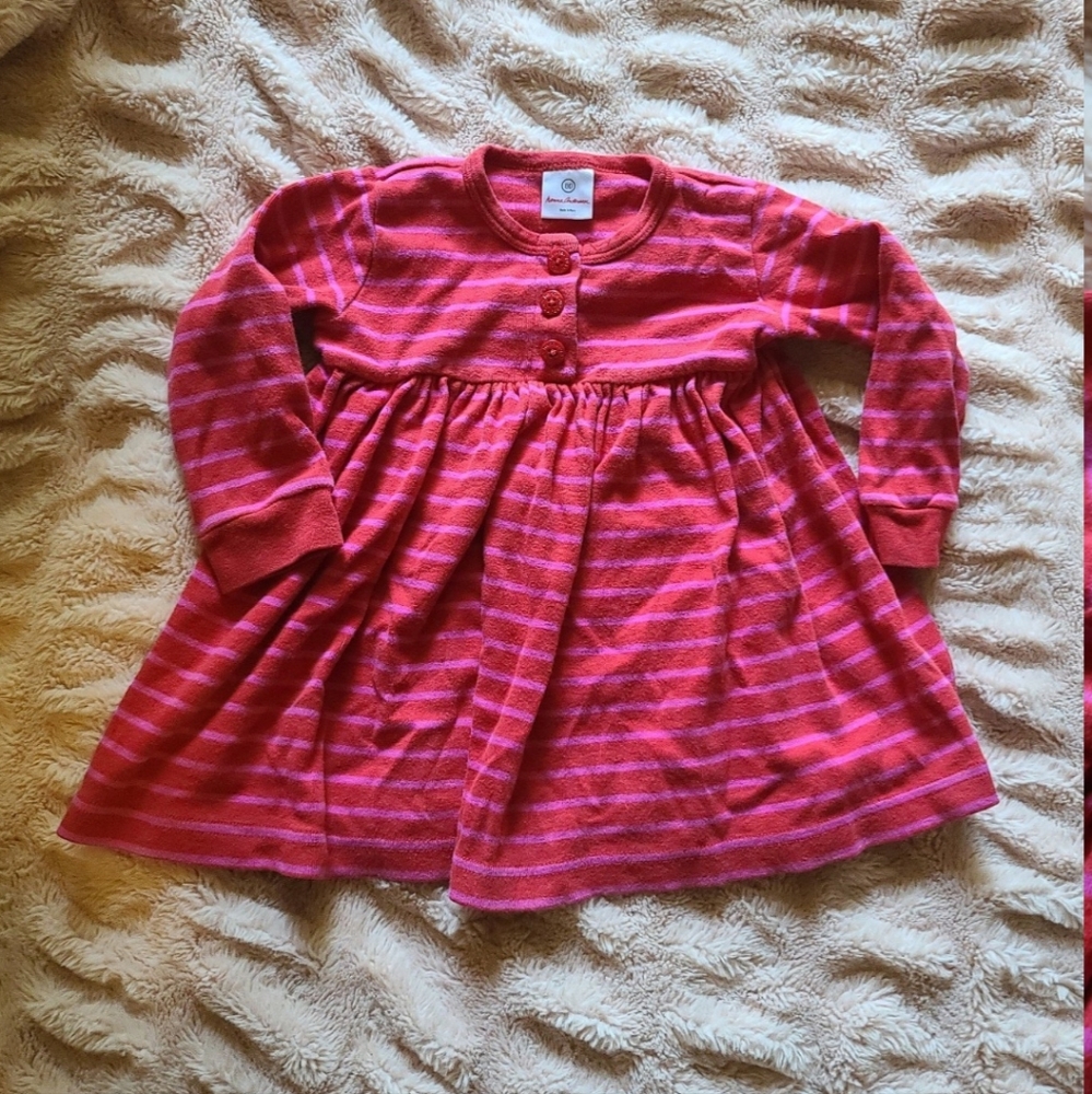 Hanna Andersson "vintage" red and pink striped  Dress 2t made in peru